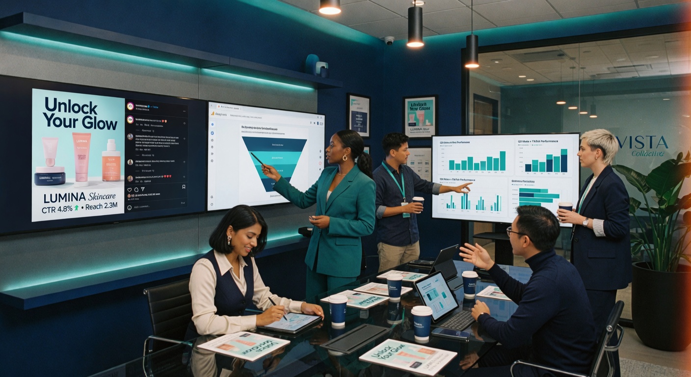 Diverse professional marketing team collaborating on campaigns